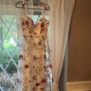 A-line floor length floral tulle dress (from AW Bridal online store)